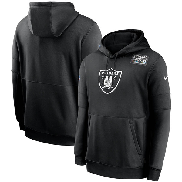 Men's Las Vegas Raiders Black NFL 2020 Crucial Catch Sideline Performance Pullover Hoodie